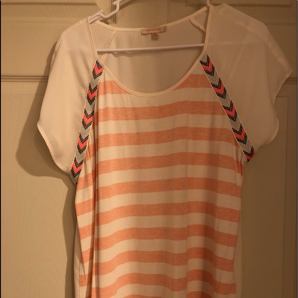 Skies are Blue Sheer and Woven Stripped Tee